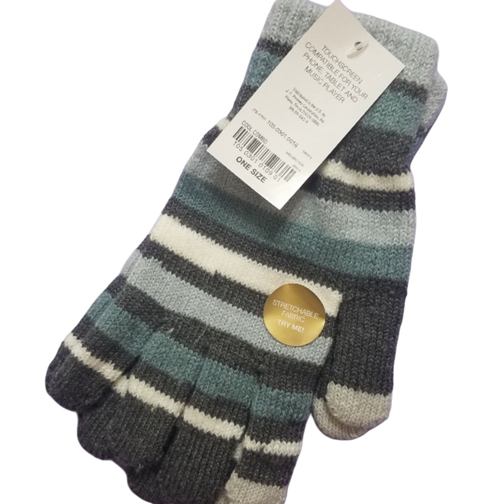 💖 Touchscreen Compatible Striped Blue/Gray Gloves